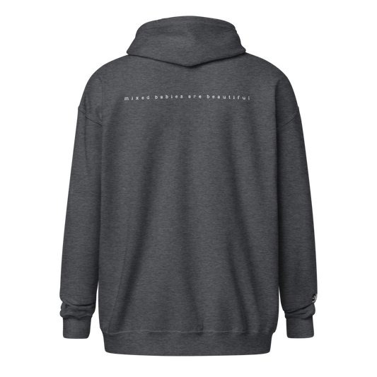 THE ORIGINAL - "mixed babies are beautiful" - Fighting Dragon Rooster Edition - Unisex heavy blend super soft zip hoodie