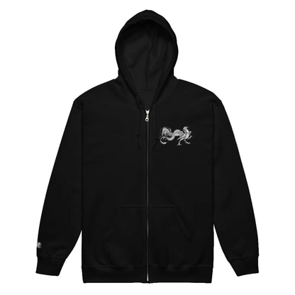Dark hoodie with 'mixed babies are beautiful' text on a dark background w/ Rooster Dragon