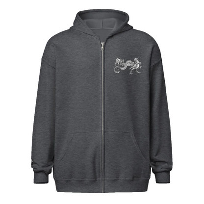Dark hoodie with 'mixed babies are beautiful' text on a dark background w/ Rooster Dragon