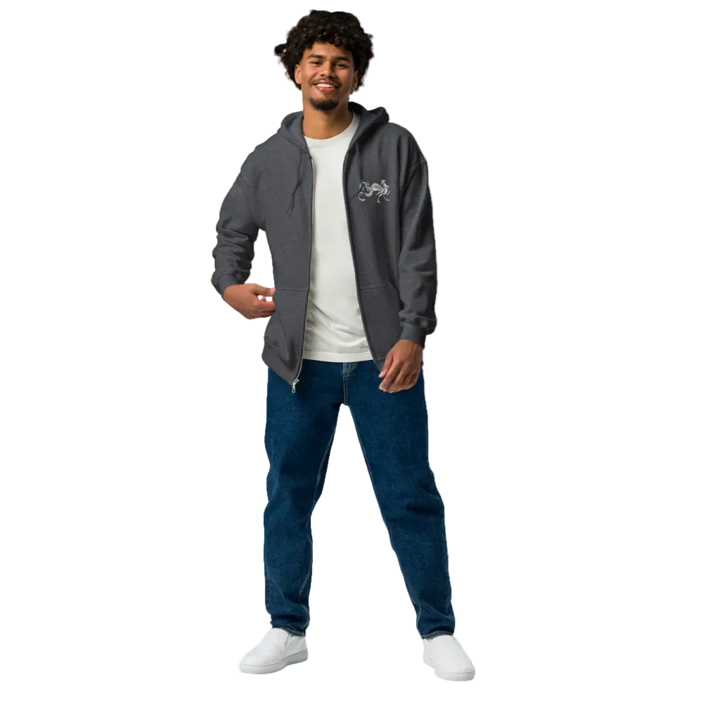 Dark hoodie with 'mixed babies are beautiful' text on a dark background w/ Rooster Dragon